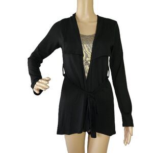 O'lala Couture Faux Cardigan Top Layered Gold Metallic Animal Blouse Small NWT